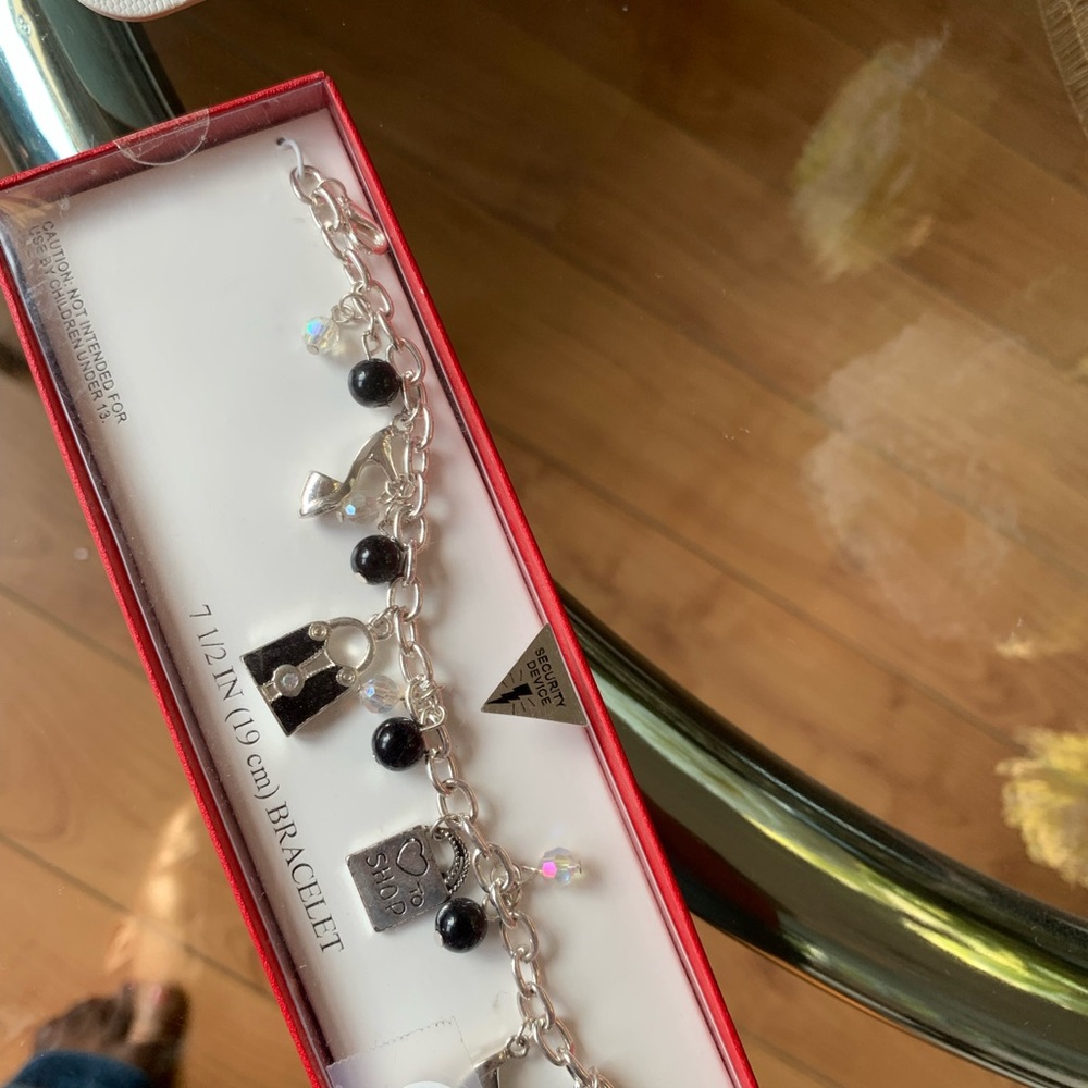 Silver and Black Charm Bracelet